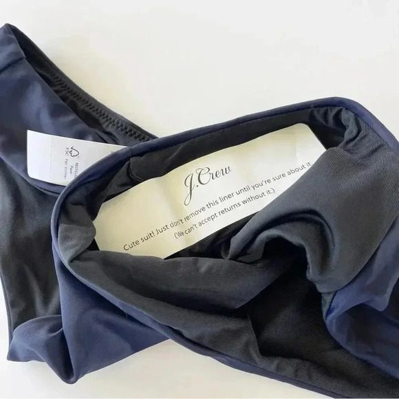 J.Crew Curved waist High Leg Cut cheeky bikini bottom in Navy Size Medium NWT - Picture 3 of 7